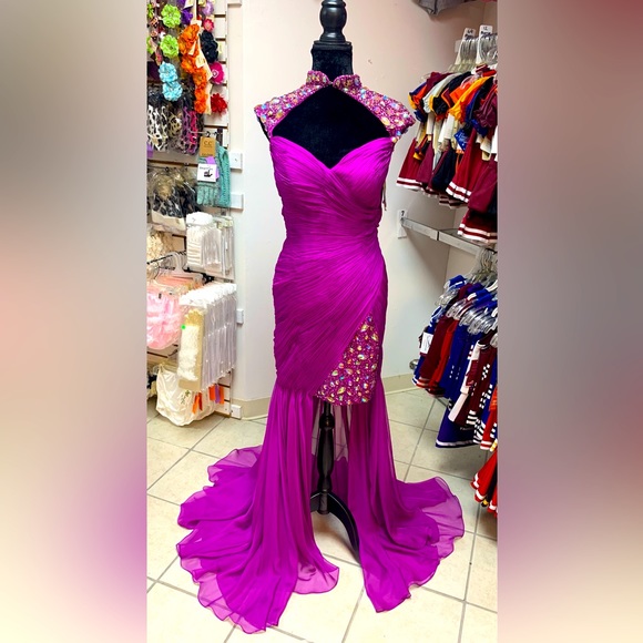 Sz 10 Cassandra Stone Mac Duggal Purple Beaded Prom Homecoming Pageant gown NWT - Picture 1 of 7